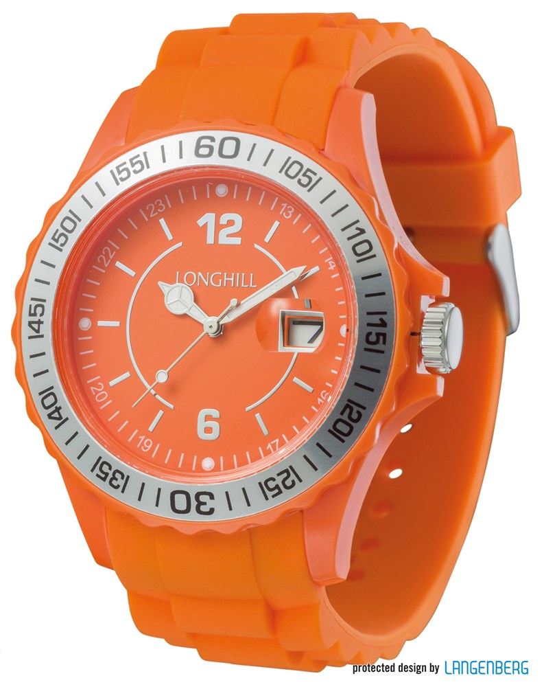 Kunststoffuhr LOGI SILBER - Orange