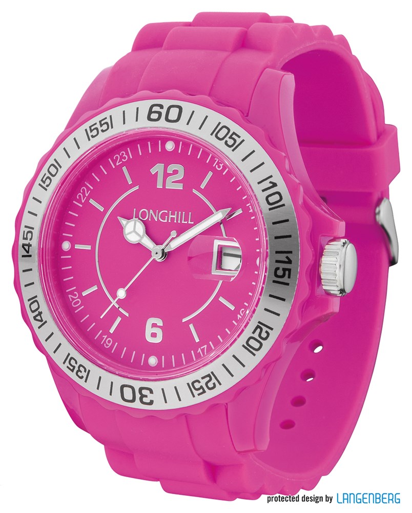 Kunststoffuhr LOGI SILBER - Pink