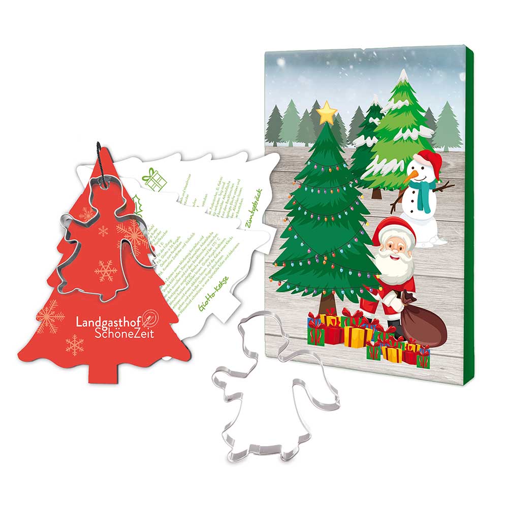 Backförmchen mit Rezeptblock Tannenbaum - individuell
