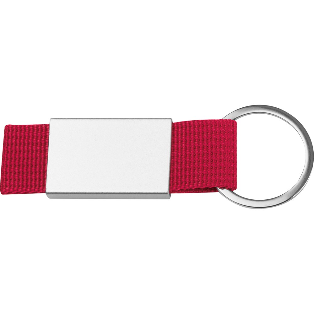 Schlüsselanhänger mit farbigem Stoffbändchen MARC - Rot