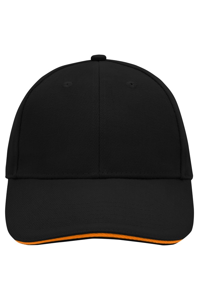 6 Panel Sandwich Cap - Black/orange (ca. Pantone blackC
151C)