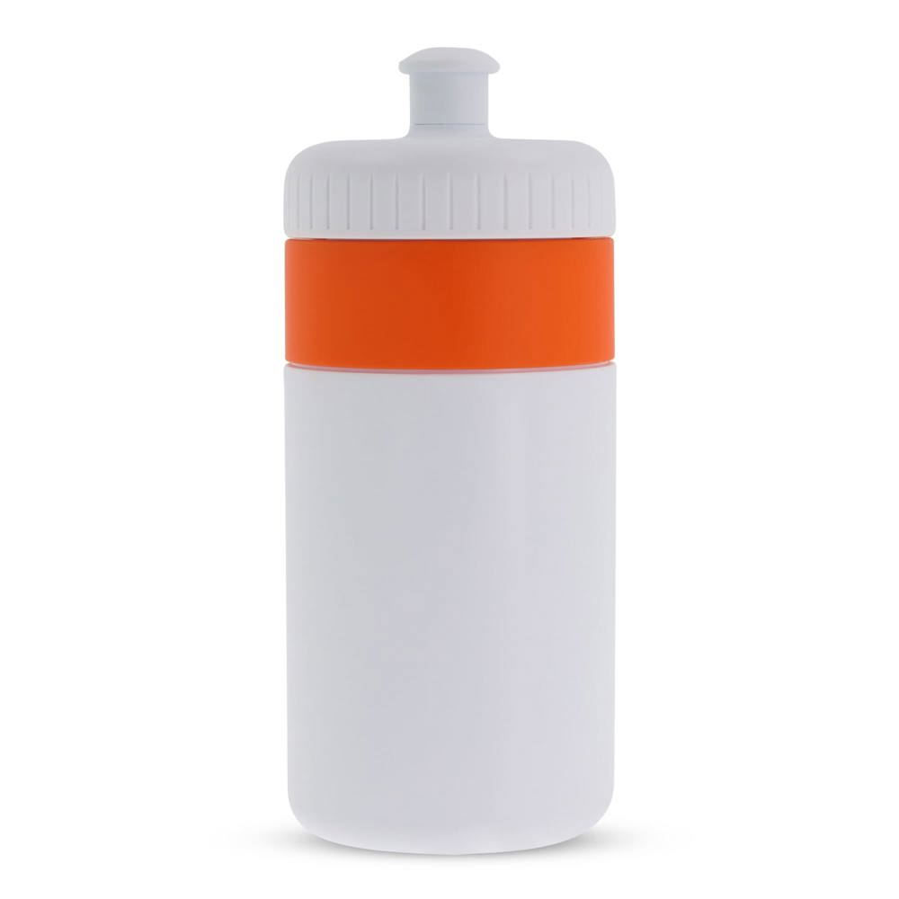 Sportflasche mit Rand 500ml - Weiss / Orange