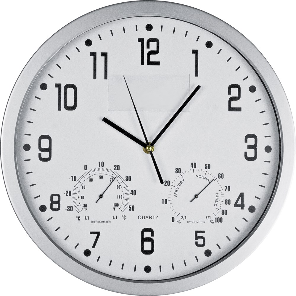 Wanduhr mit Hygro - und Thermometer MALCOLM - Weiß