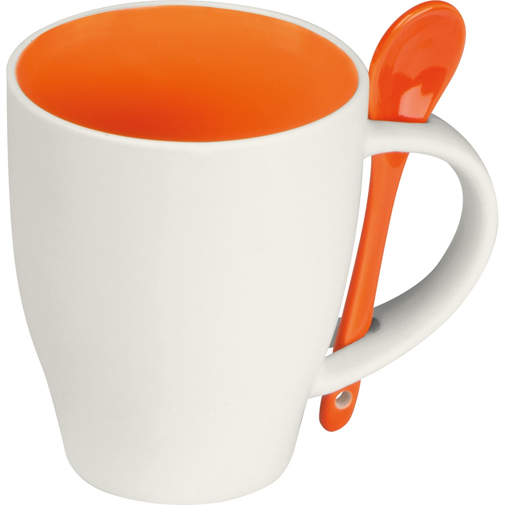 Tasse aus Porzellan mit Löffel, 250ml ARMANDO - Orange