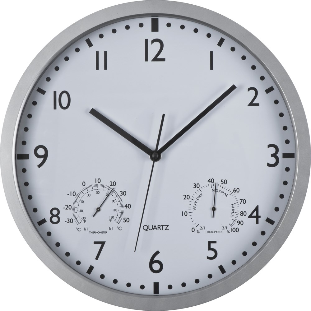 Wanduhr mit Hygro - und Thermometer LUIZA - Weiß