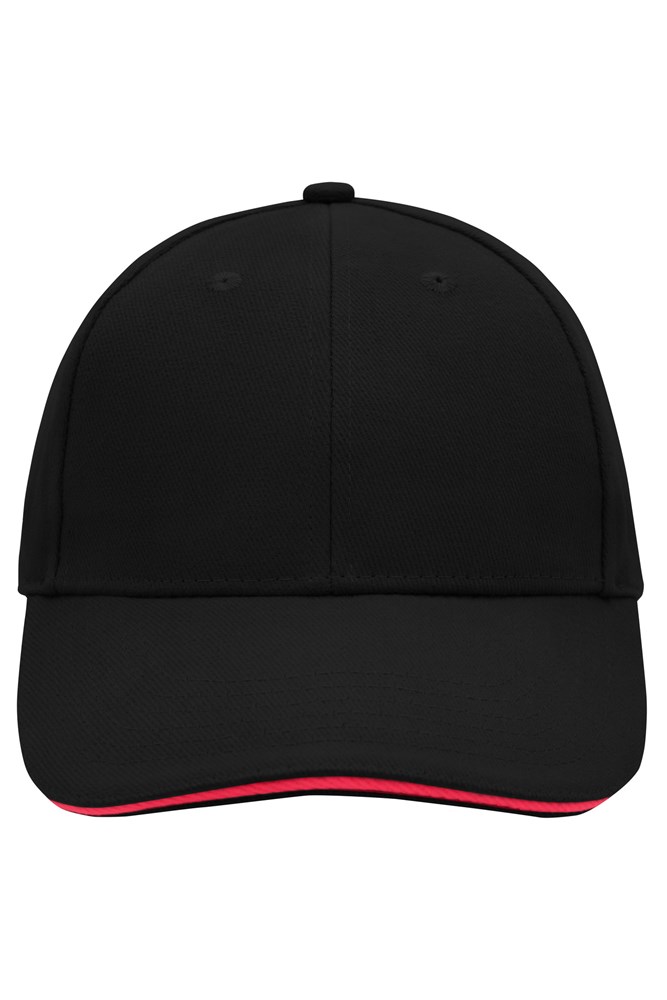 6 Panel Sandwich Cap - Black/red (ca. Pantone blackC
186C)