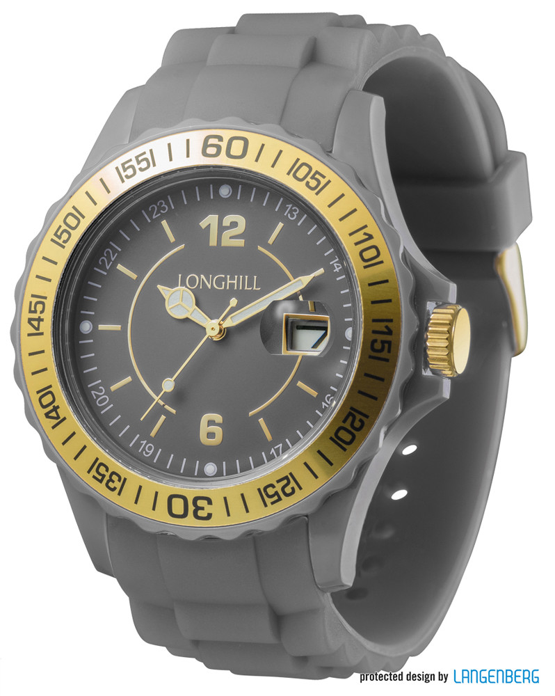 Kunststoffuhr LOGI GOLD - Grau