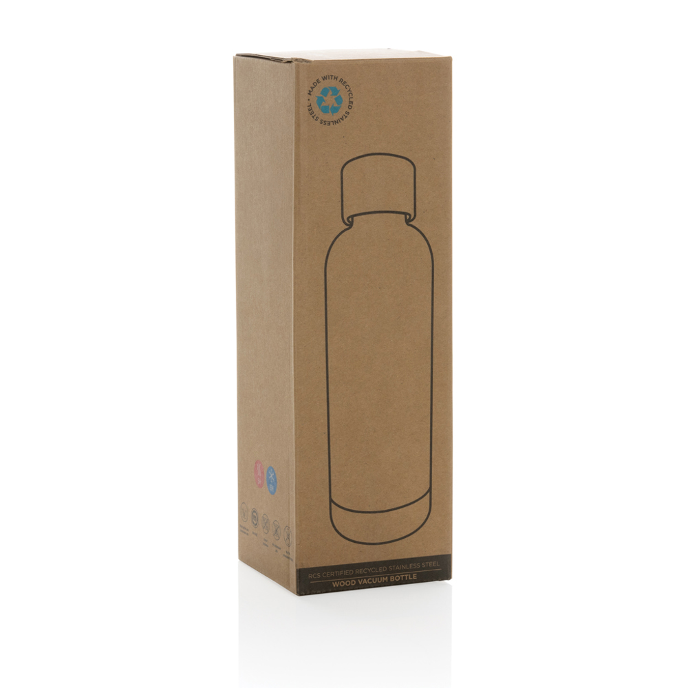 Wood Vakuumflasche aus RCS recyceltem Stainless-Steel