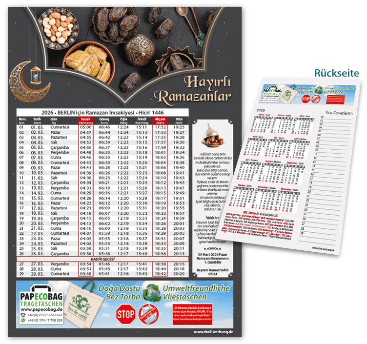 Ramadan Kalender - Imsakiye A4 - I-82