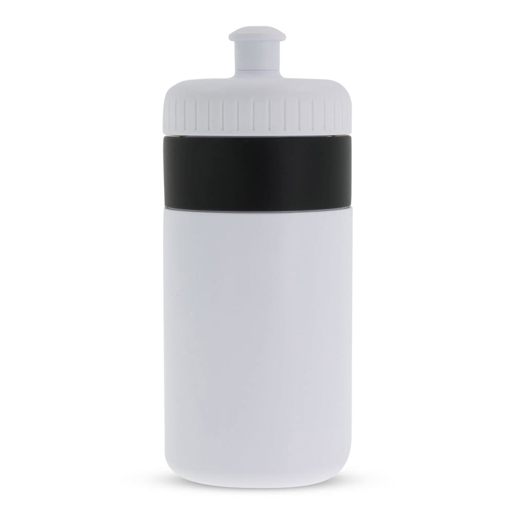 Sportflasche mit Rand 500ml - Weiss / Schwarz