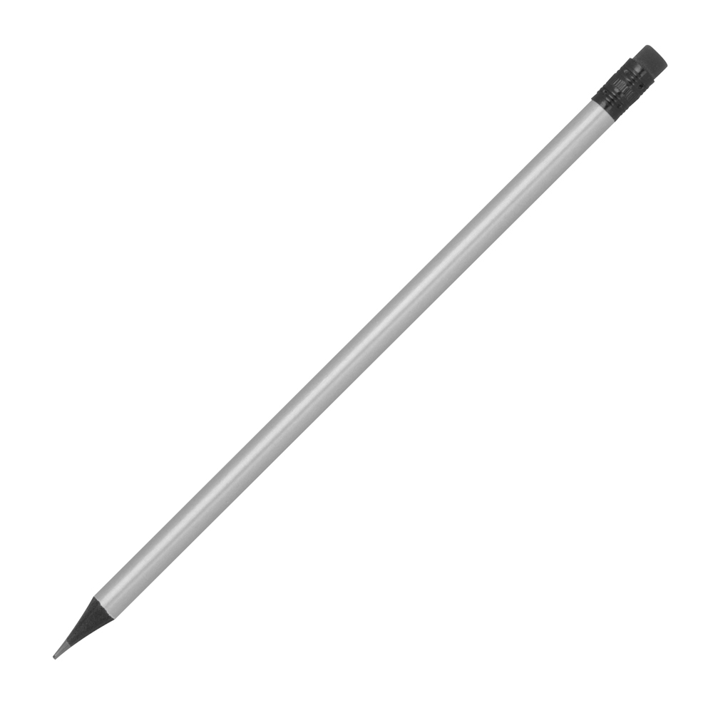Bleistift mit Radiergummi in Metallic-Farben JAMES - Silber