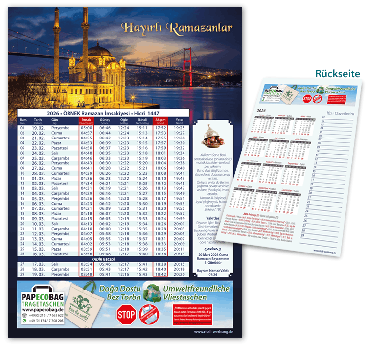 Ramadan Kalender - Imsakiye A4 - I-86
