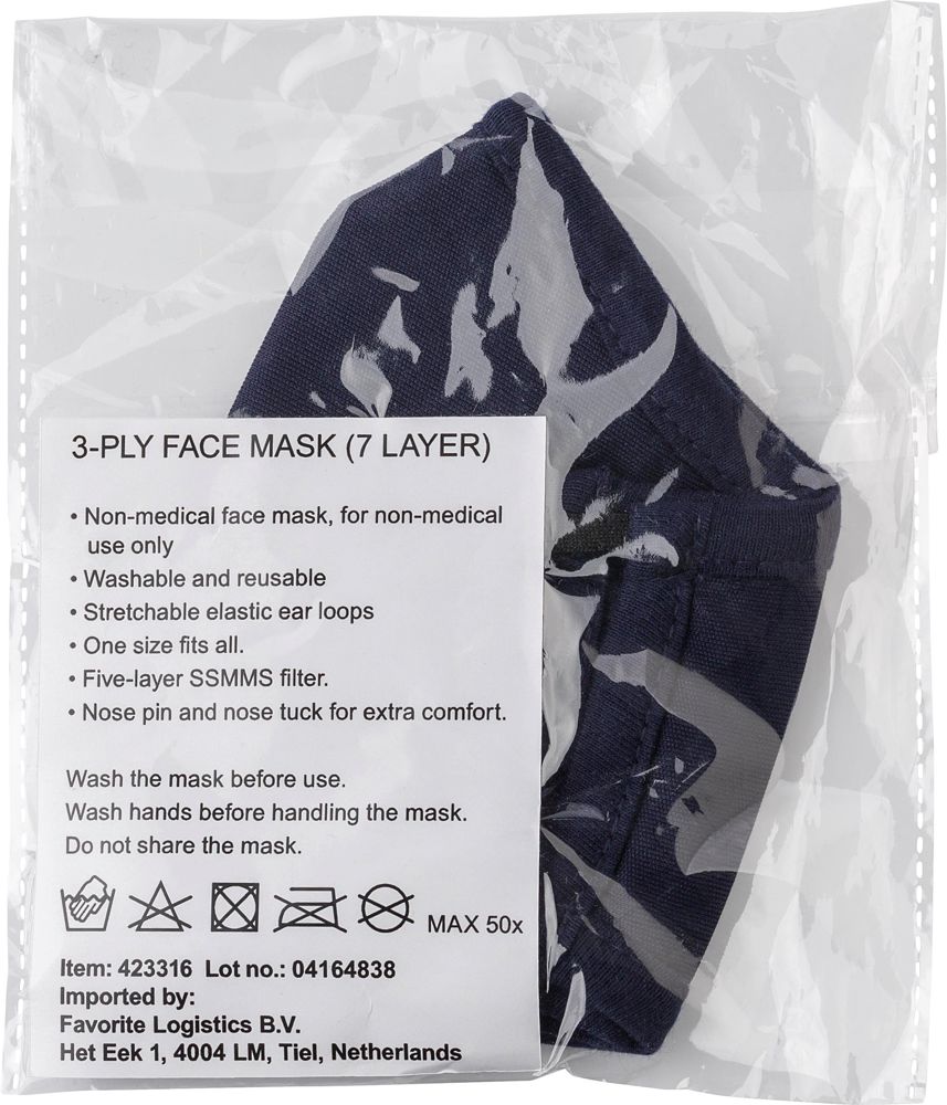 Wiederverwendbare Maske aus Baumwolle und Polyester Riyan
