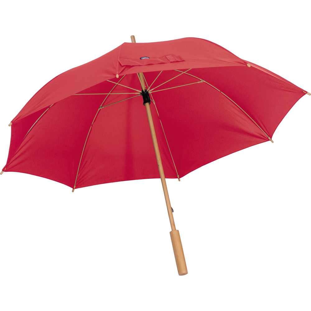 RPET Regenschirm mit Bambusgestänge LETITIA - Rot