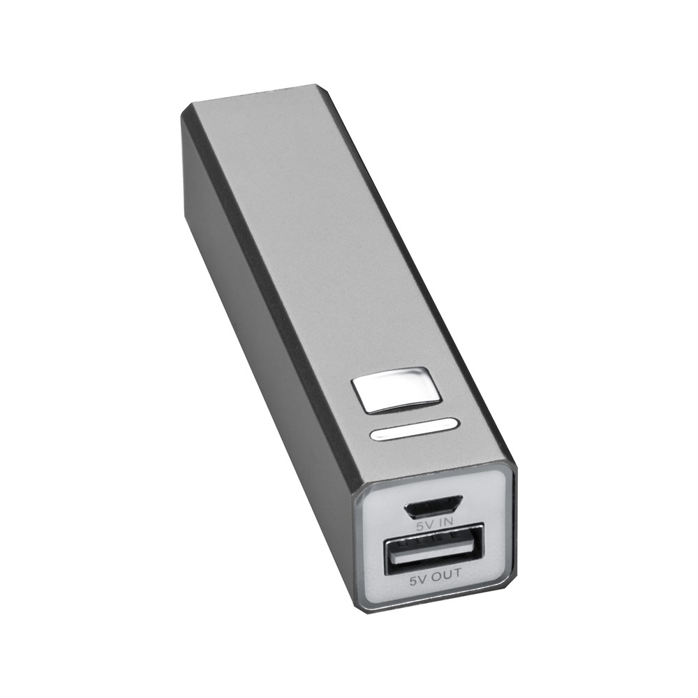 Powerbank 2.200 mAh aus Metall, inkl. Ladekabel OLEG - Silbergrau