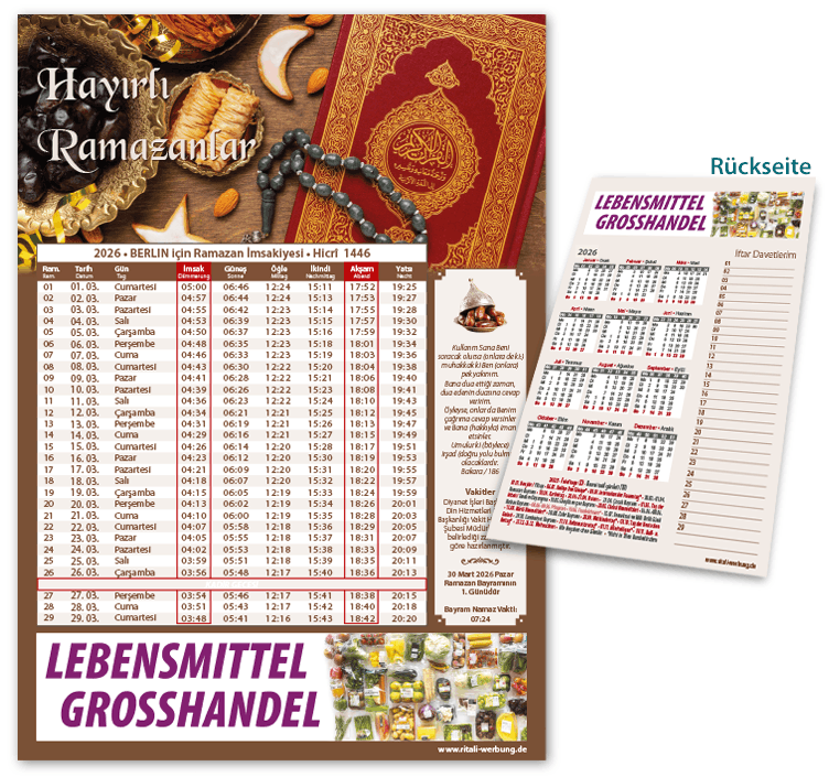 Ramadan Kalender - Imsakiye A4 - I-84