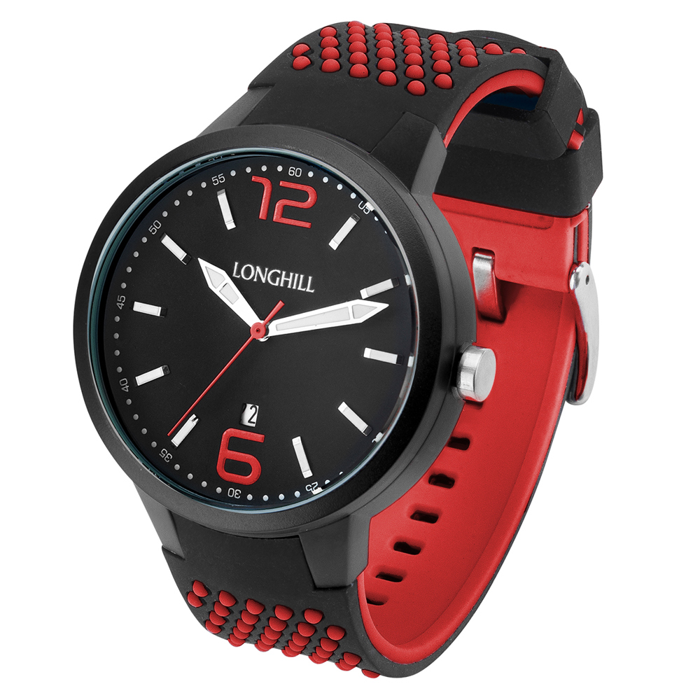 Kunststoffuhr STEN - Schwarz/Rot