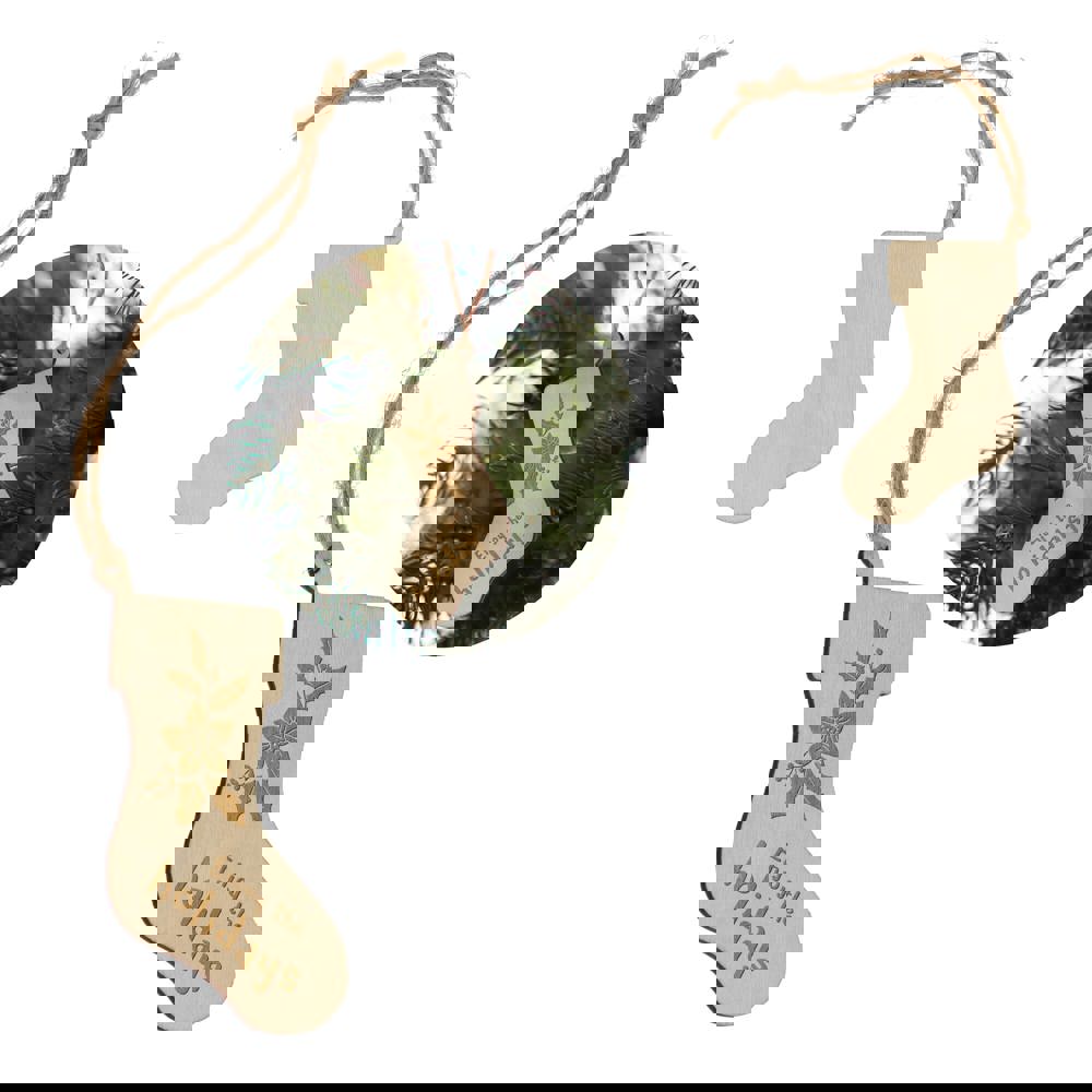 Strumpfförmiges Weihnachtsornament aus Holz