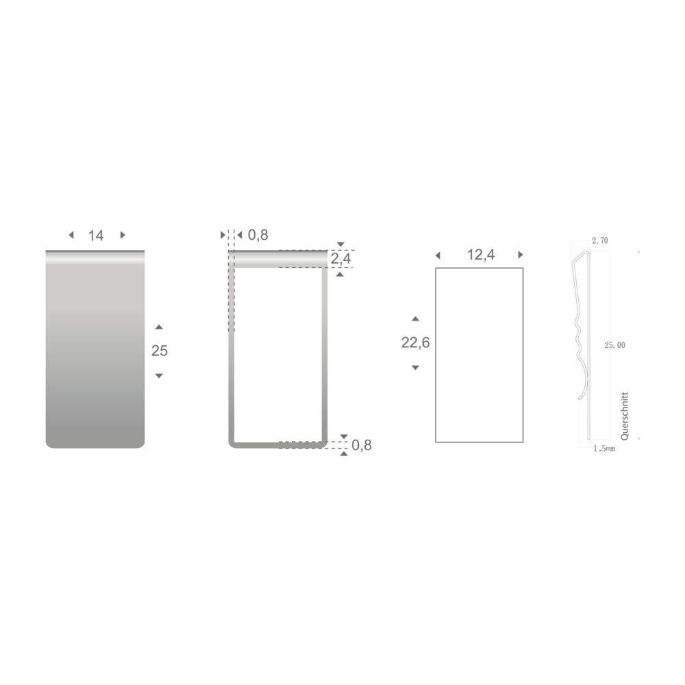 ROMINOX® Mehrweg-Büroklammer Straight Clip ohne Noppen, idealer Mailingartikel für Dokumente, bis zu 18 Seiten Klemmkraft