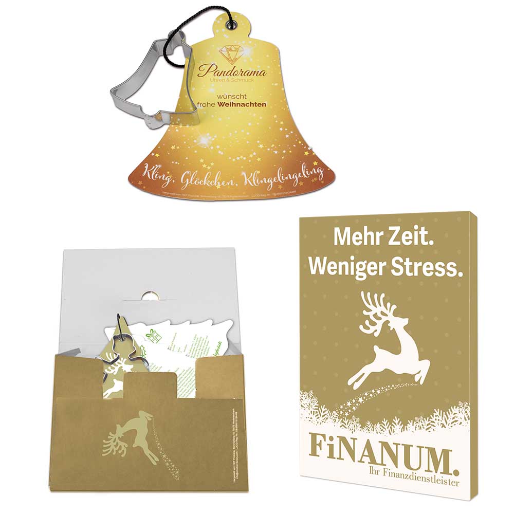 Backförmchen mit Rezeptblock Glocke - individuell