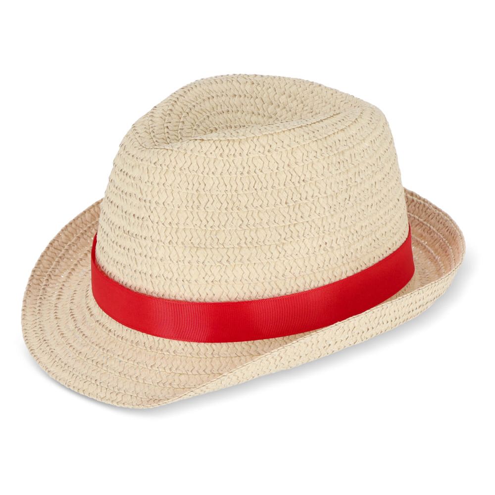Pflanzlicher Strohhut mit farbigem Band - Rot