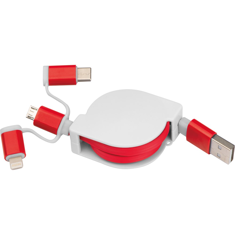 Ausziehbares Ladekabel 3in1 NICO - Rot