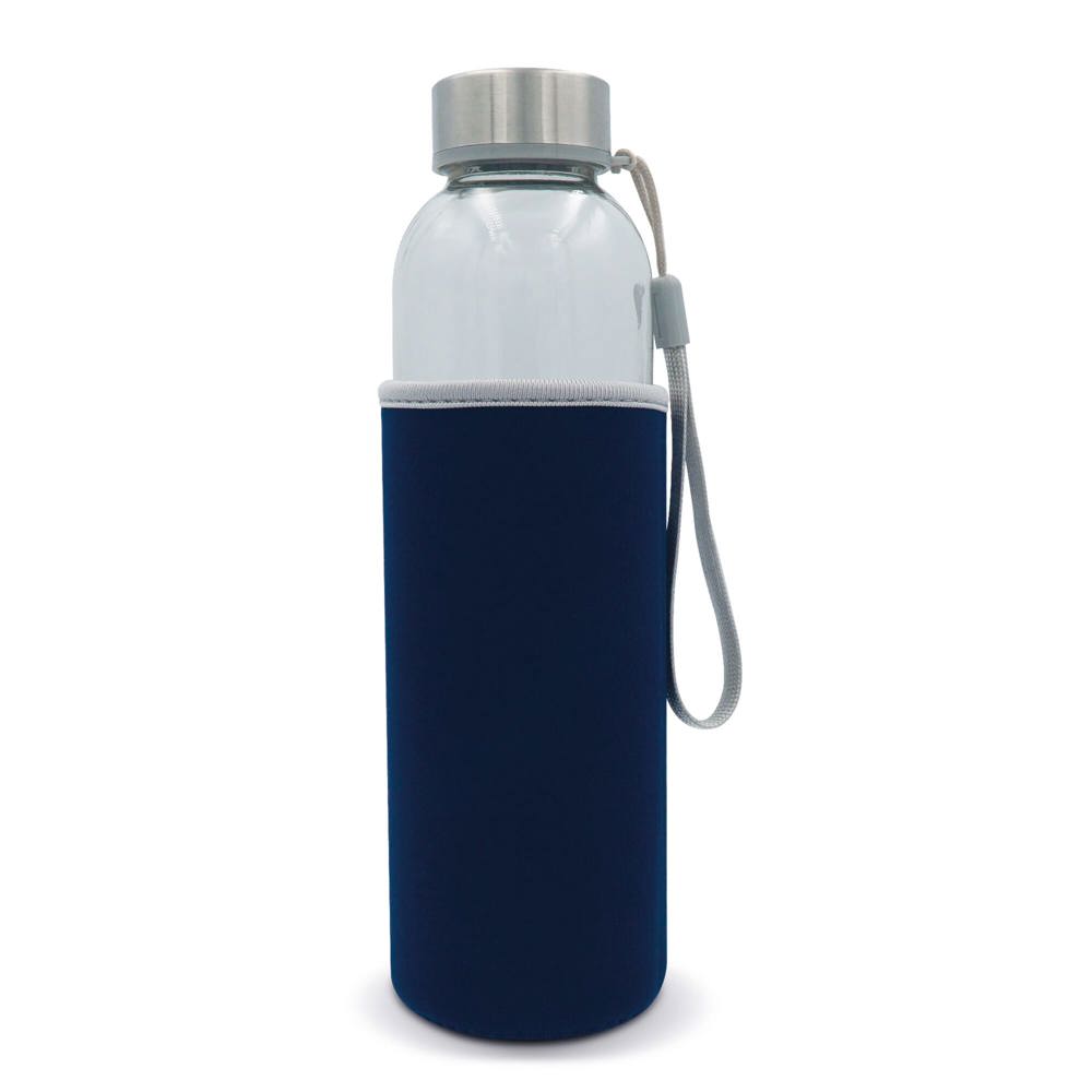 Trinkflasche aus Glas mit Neoprenhülle 500ml - Transparent / Dunkelblau