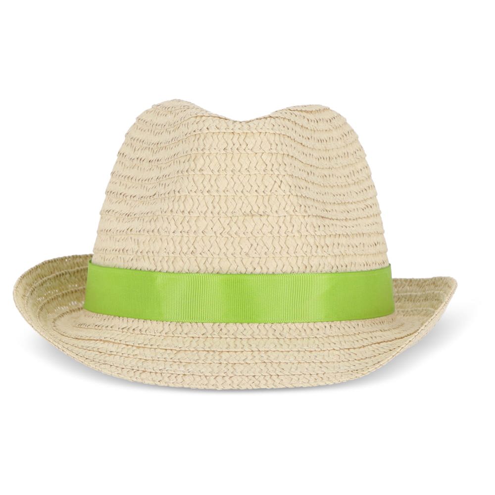 Pflanzlicher Strohhut mit farbigem Band