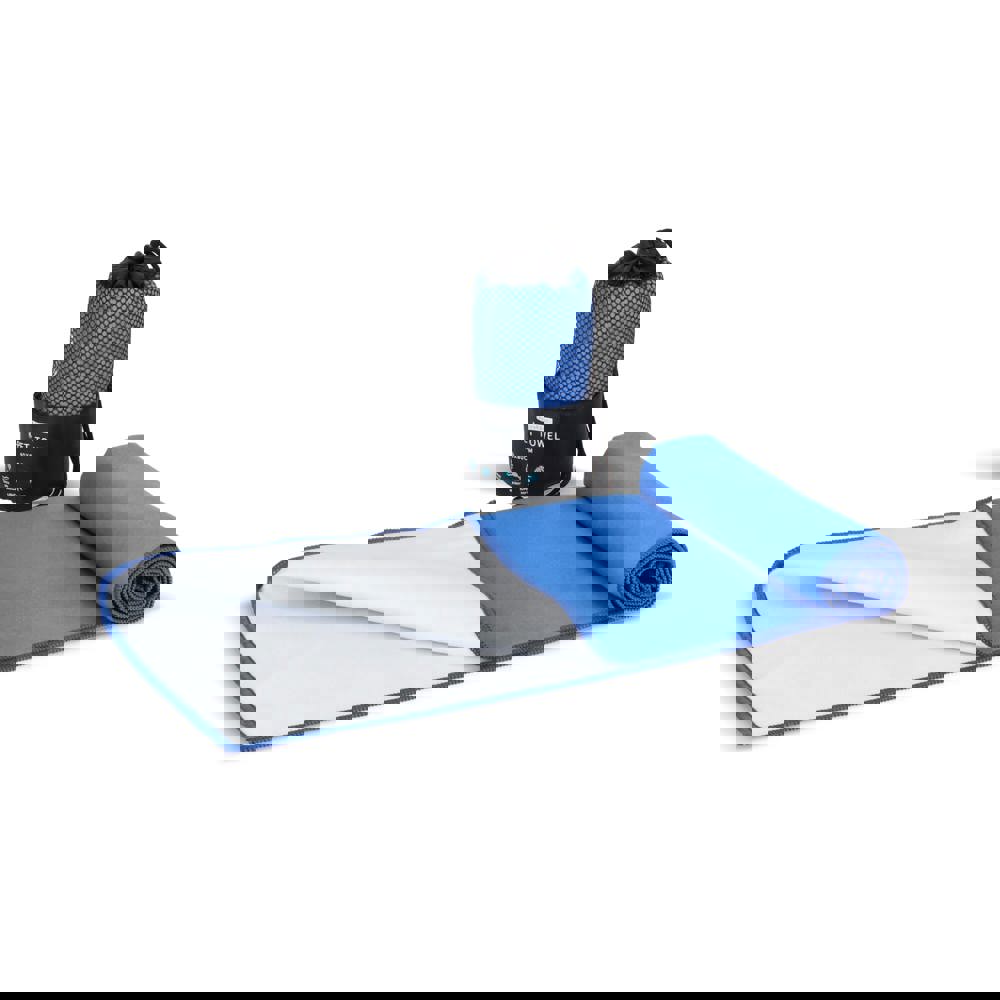 R-PET-Schnelltrocknungshandtuch 40 × 80 cm mit Beutel, Sublimationsdruck. - Blau