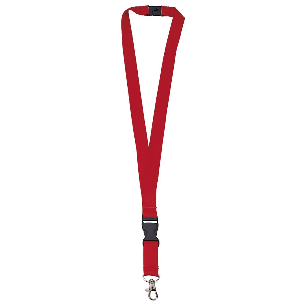 Polyester-Lanyard 20mm mit Schnalle und Haken - Red 485C