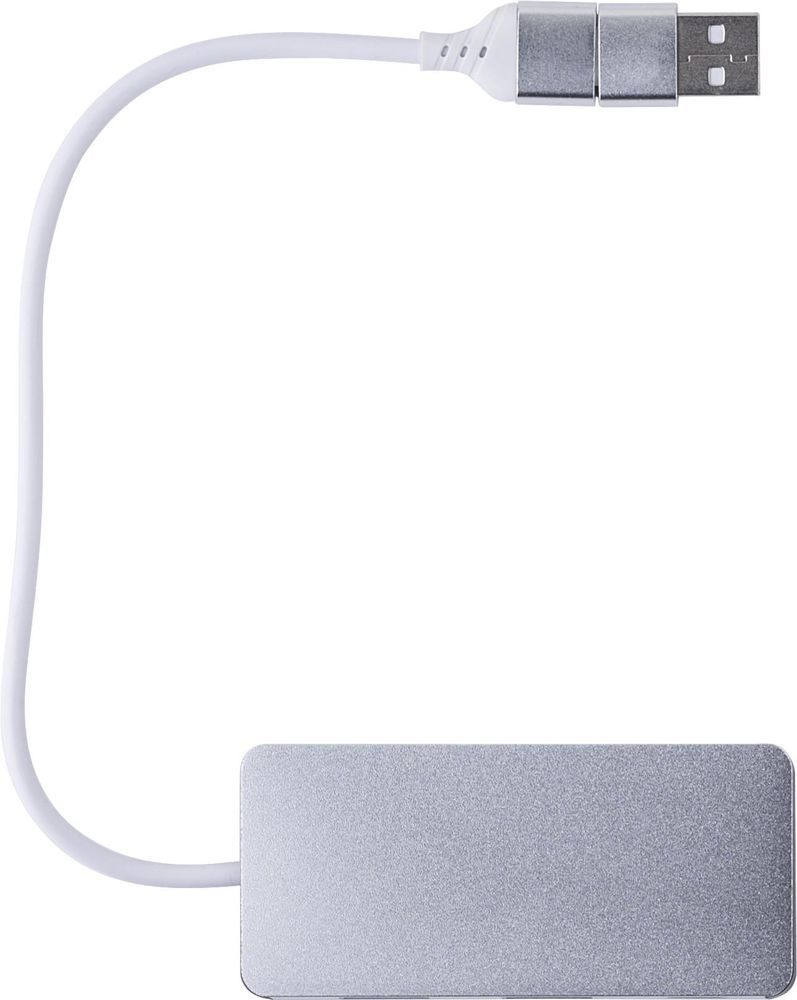 Recycelte Aluminium USB Hub Layton - Silber