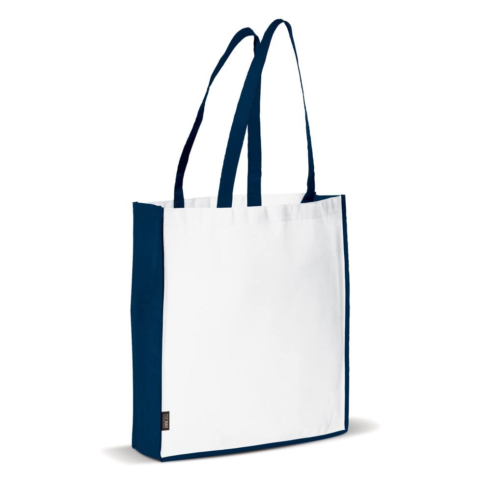 Tragetasche Non-Woven 75g/m² - Weiss / Dunkelblau