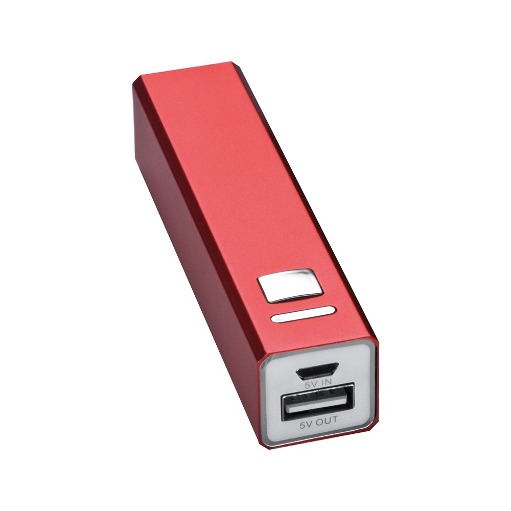 Powerbank 2.200 mAh aus Metall, inkl. Ladekabel OLEG - Rot