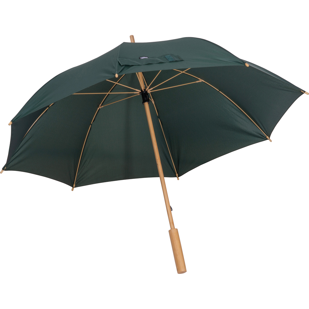 RPET Regenschirm mit Bambusgestänge LETITIA - Dunkelgrün