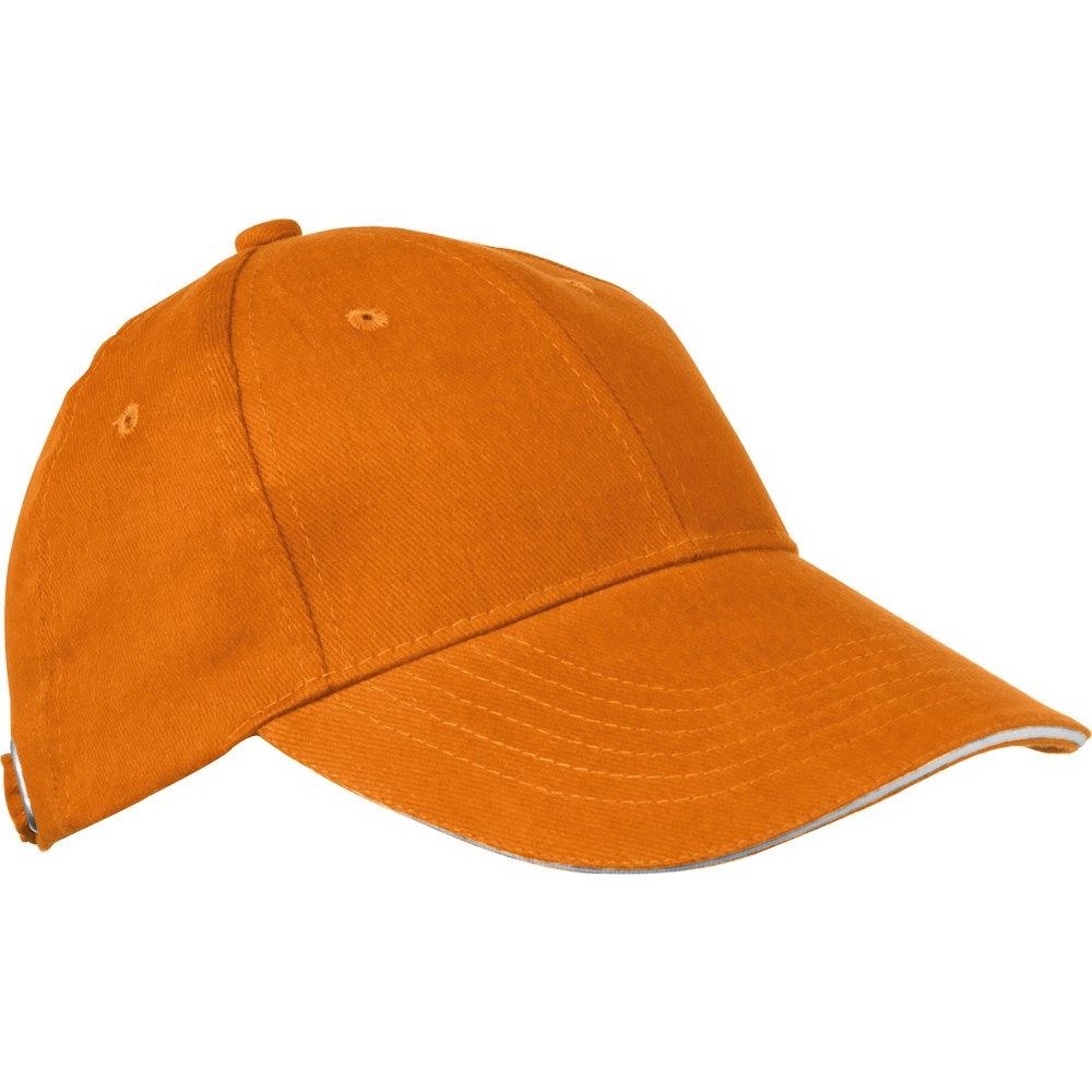 6 Panel Sandwich Baseball Cap CURTIS - Orange