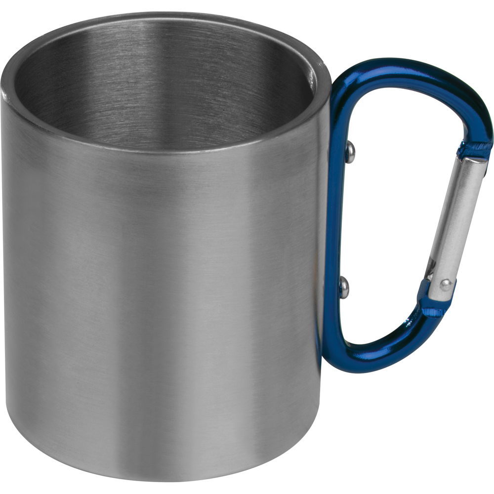 Tasse aus Metall mit Karabinerhaken, 200ml ANGELICA - Blau