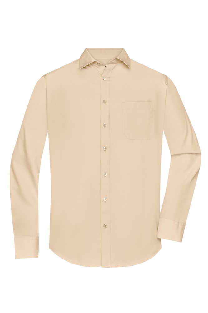 Men's Shirt Long-Sleeved Poplin - Stone (ca. Pantone 7501C)