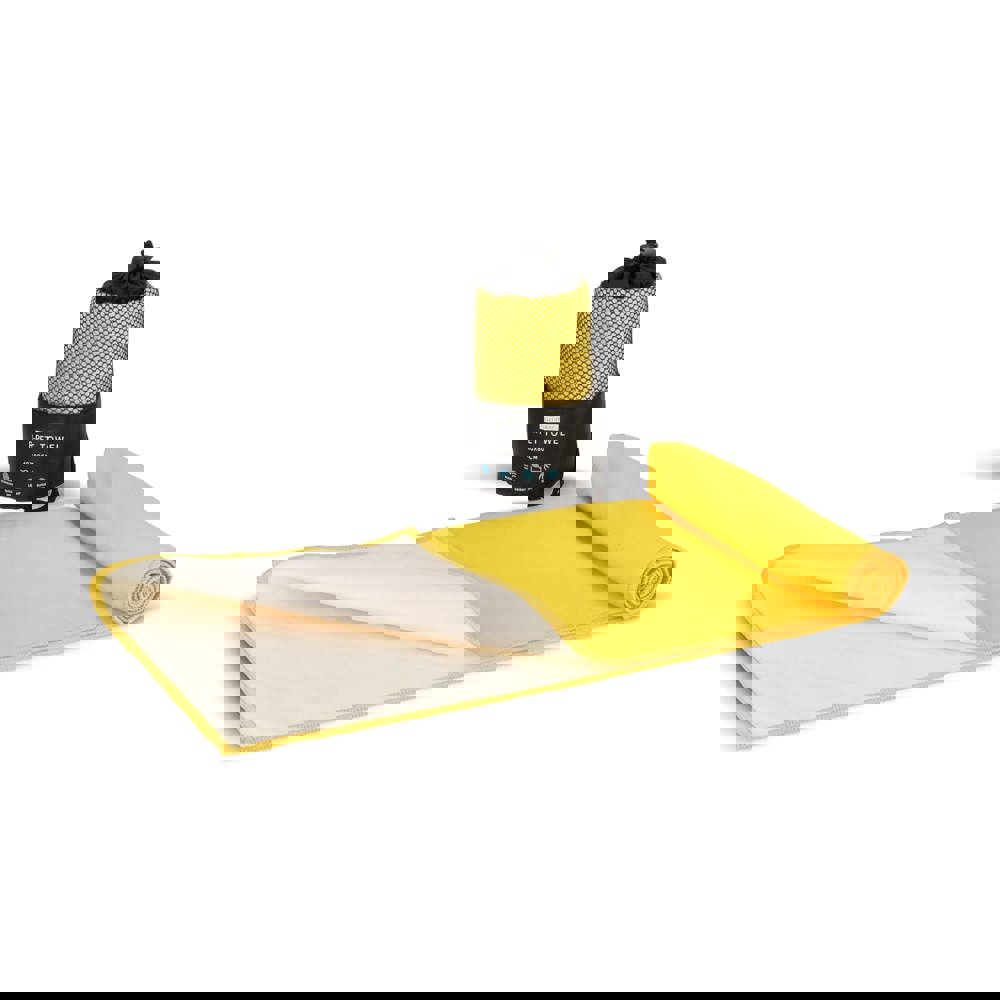 R-PET-Schnelltrocknungshandtuch 40 × 80 cm mit Beutel, Sublimationsdruck. - Gelb