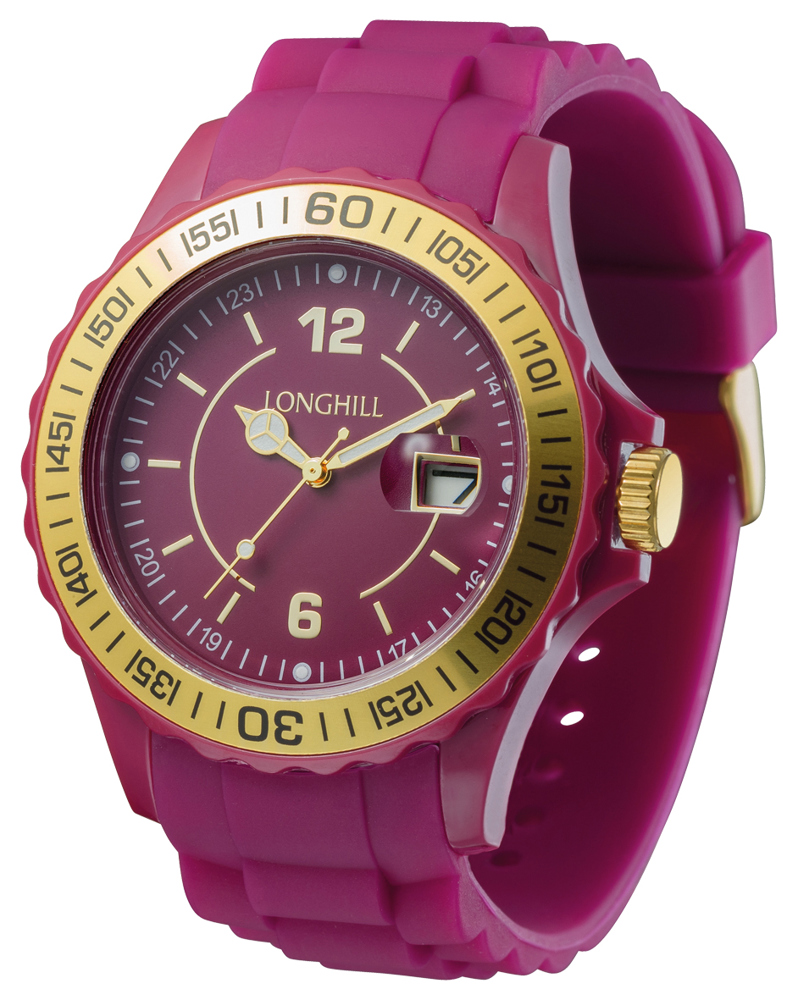 Kunststoffuhr LOGI GOLD - Fuchsia