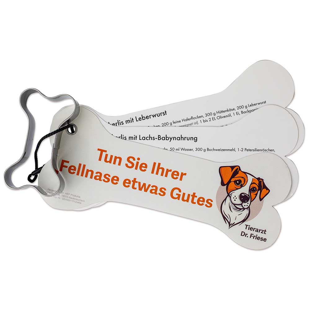 Backförmchen mit Rezeptblock Knochen - individuell