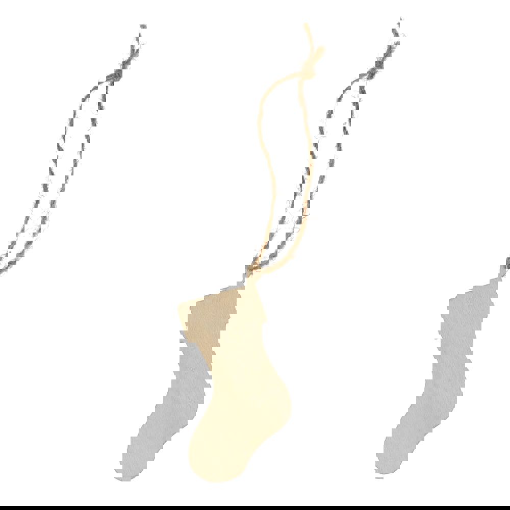 Strumpfförmiges Weihnachtsornament aus Holz