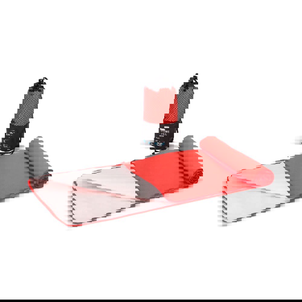 R-PET-Schnelltrocknungshandtuch 40 × 80 cm mit Beutel, Sublimationsdruck. - Rot