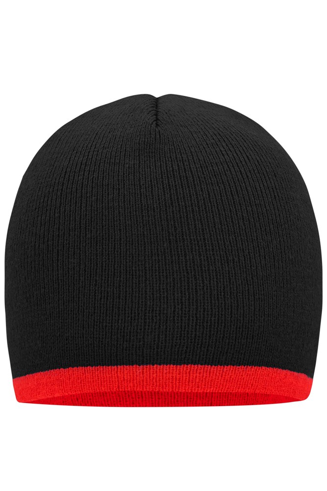 Beanie with Contrasting Border - Black/red (ca. Pantone blackC
1788C)