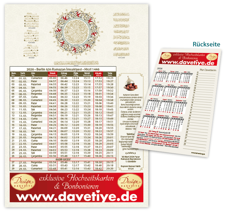 Ramadan Kalender - Imsakiye A4 - I-70